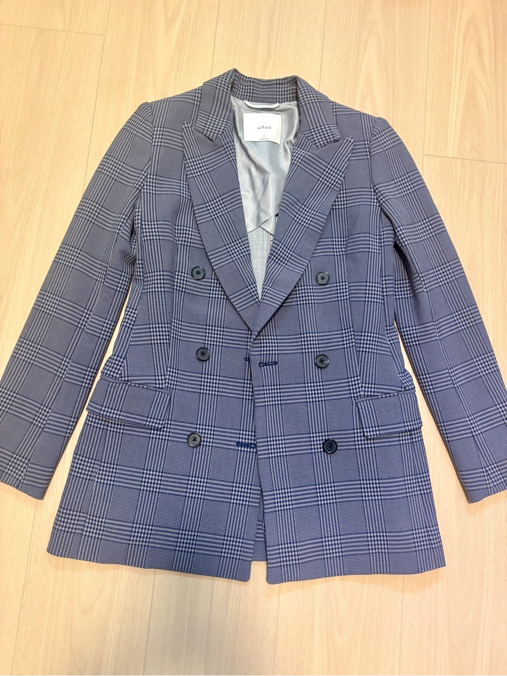 Wilfred Blue Plaid Double-Breasted Blazer